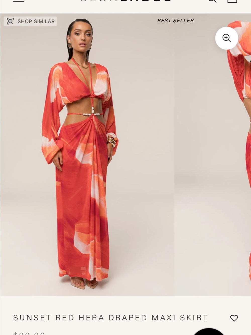 JLUXLABEL- Sunset Red Selene Draped Top - Picture 4 of 12